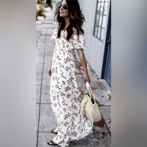 Nordstrom Socialite White Floral Off Shoulder Maxi Dress